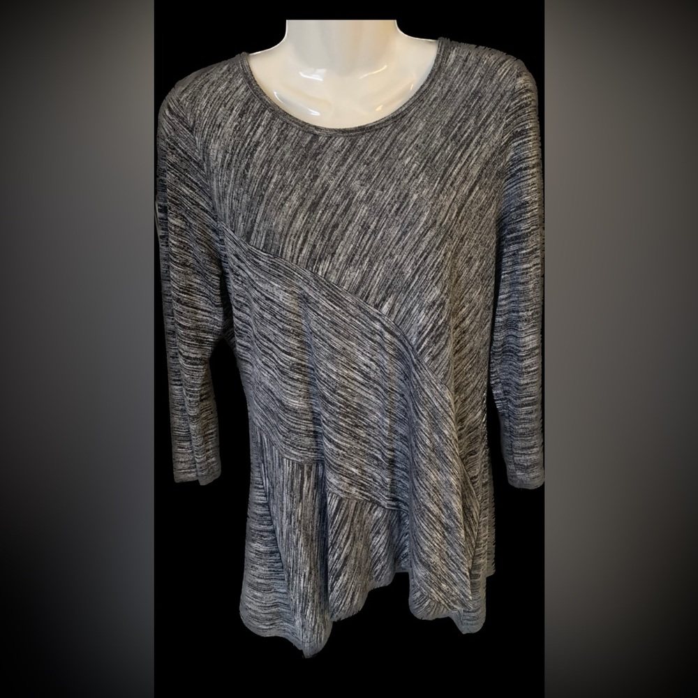 New Directions black white heathered long LS stretch Fall 
tunic top L 12-14